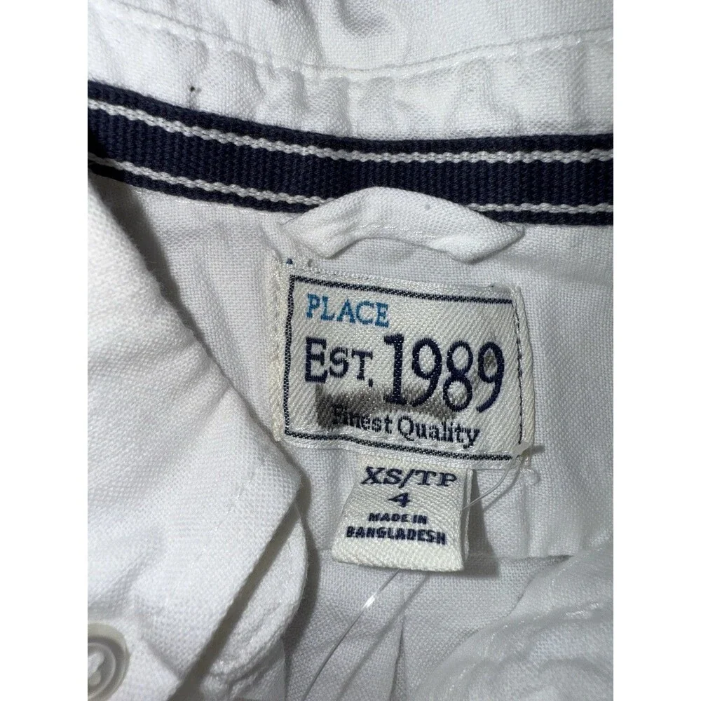 The Children’s Place Boys Size XS White Long Sleeve Button Up NWOT